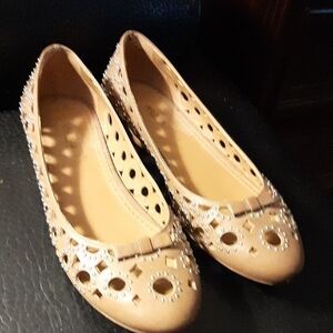 New In Box ALAIA BEIGE laser Cut Studded Ballet Ballerina Flats Shoes 36.5 6 1/2